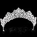 Silver Princess Crown Tiara Headband, Vintage Baroque Diadem Crown for Women + 2 Free Hair Pins (Silver)