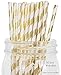 Just Artifacts Premium Disposable Drinking Paper Straws (100pcs, Light Pink/Fuchsia/Metallic Gold)