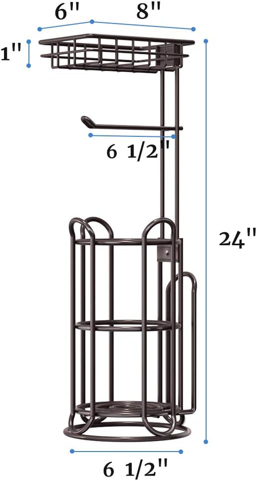 [Upgrade] Toilet Paper Holder Stand with Shelf Tissue Holders for Bathroom FreeStanding Bath Tissue Roll Holder for Mega Rolls/Phone/Wipe/Magazine-Bronze: Kitchen & Dining