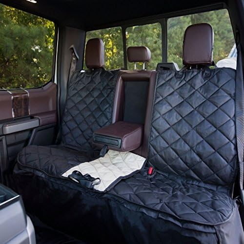 Plush Paws Custom Dog Seat Cover Center Console Access, Removable Hammock - Black, Waterproof &amp; NonSlip Silicone Backing for Cars, Trucks &amp; Suv’s
