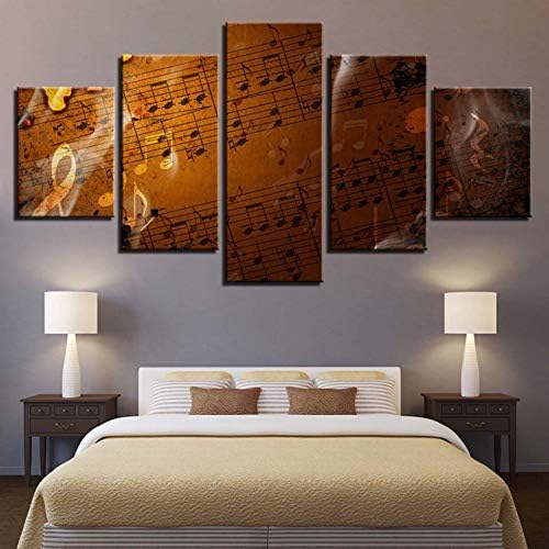 HIOJDWA Paintings Wall Art Poster Modern Home Decor Soggiorno Camera Da Letto 5 Pezzi Nota Retrò Punteggio Canvas Print Pittura Immagini Modulari Quadro