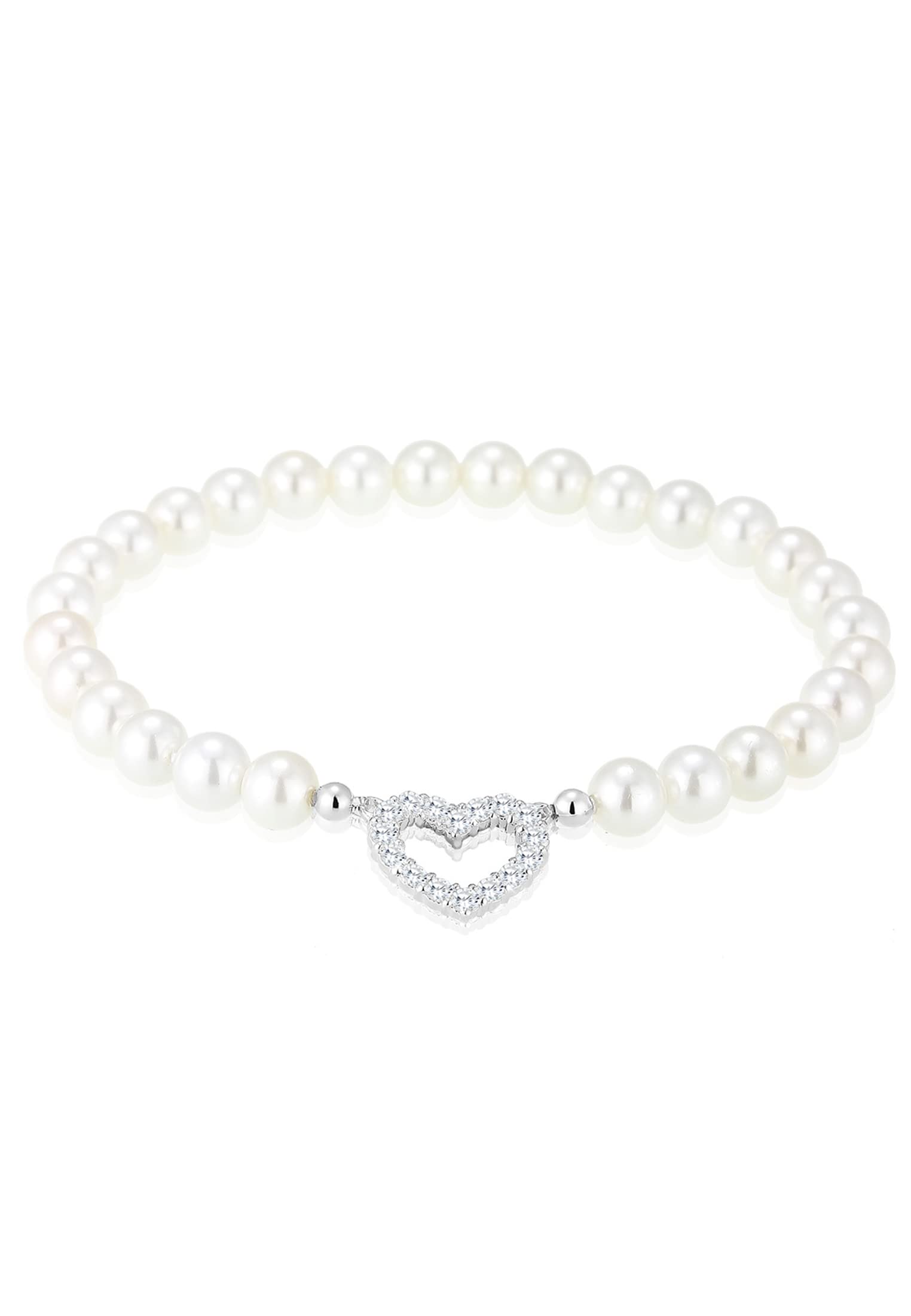 Elli Women's 925 Sterling Silver Zirconia Heart Love Friendship Love Token White Bracelet of Length 16 cm