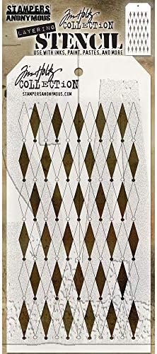 ART GONE WILD THS-110 Tim Holtz Layered 4.125"X8.5" STENCIL, Shifter Diamonds