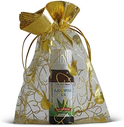 Eucalyptus Essential Oil with FREE Organza Gift Bag - Undiluted, Pure, Therapeutic Grade, Premium Quality Aromatherapy Essential Oil - 10 ml