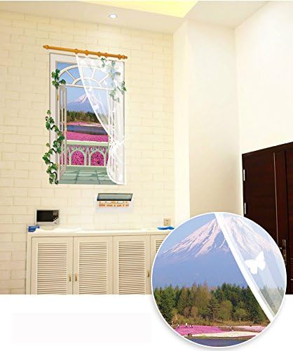 Vertical Version Window View with Curtain Vinyl Wall Sticker - Flower - Image 3