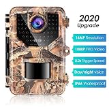 Sesern Trail Camera 16MP 1080P, IP66 Waterproof Game Cam with 940nm No Glow IR Night Vision to 65ft, 2.4 inches Color Screen, 0.2 Trigger Time Motion