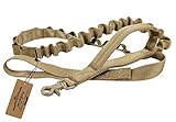 ArcEnCiel Heavy Duty Adjustable Nylon Tactical Military US Army Police Dog Training Leash Elastic Pet Quick Release Tactical Collars (Coyote Brown)