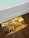Ambesonne Giraffe Bath Mat by, African Safari Animals Walking in the Green Forest Savannah Wildlife Theme, Plush Bathroom Decor Mat with Non Slip Backing, 29.5 W X 17.5 W Inches, Dark Orange Green