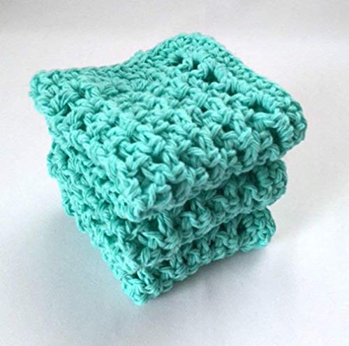 Amazon Com Handmade Kitchen Dish Cloths Aqua Turquoise Blue