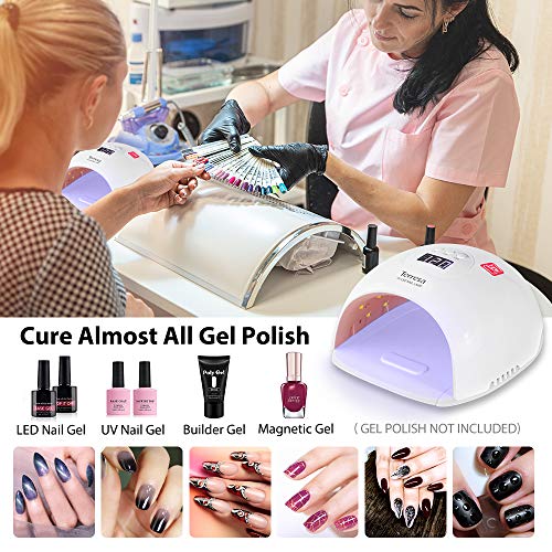 Terresa UV LED Nail Lamp, 72 Watt Nail Dryer for Gel Polish, Quick Nail Light Set with Nail Art Tools, Auto Sensor Professional Manicure Curing Lamp, 3 Timer Setting Gel Lamp for Home and Salon Use
