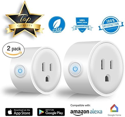 Smart Plug, WiFi Enabled Mini Smart Sockets Compatible with Amazon Alexa &amp; Google Home, No Hub Required, Remote Control Your Devices from Anywhere, ETL Listed with Timing Function, White - 2Pack