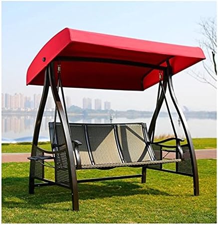 LUSHEN Outdoor Garden Courtyard Swing Bench Chair 3 Seat Hanging Seat With Cushions