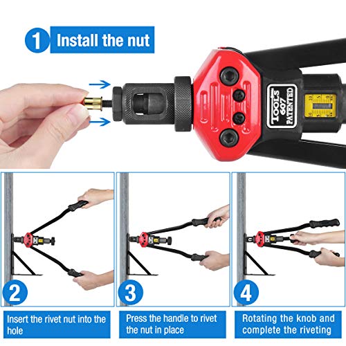 AIUITIO 16”Hand Rivet Nut Tool, Professional Rivet Nut Setter Kit with