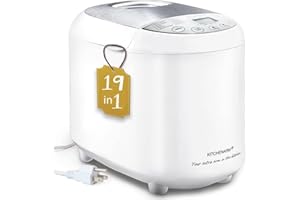 KITCHENARM 19-in-1 HANDY Bread Machine with Homemade Cycle and Gluten Free Setting - Beginner Friendly 2LB 1.5LB 1LB White Br
