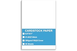 LYUZECHEEAN Cardstock Paper - Plain Heavy Bright White Stock, Cover Stock Paper, 110lb(300 gsm) Cover Thick Cardstock Paper, 8.5" x 11", 50 Sheets, Inkjet/Laser Printer Compatible