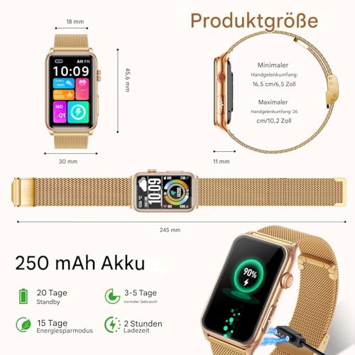 Marsyu 2026 Women's Smartwatch with ECG/Blood Pressure/HRV/Sleep Monitor/BMI, 1.57 Inch Health Watch with Phone Function, 24H Blood Pressure Monitor, Uric Acid, Heart Rate Monitor, SpO2, Menstrual