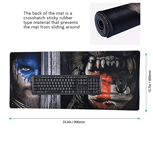 Large Gaming Mouse Pad, Imegny Extended Keyboard & Mouse Mat with Stitched Edges + Non-slip Rubber Base (35.415.7Inch, moshou)