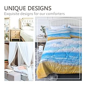 Blessliving 3 Piece Tropical Comforter Set with Pillow Shams Bedding Set Blue Beach Sky 3D Pattern Bedding Sets King… 51GOdggpOjL