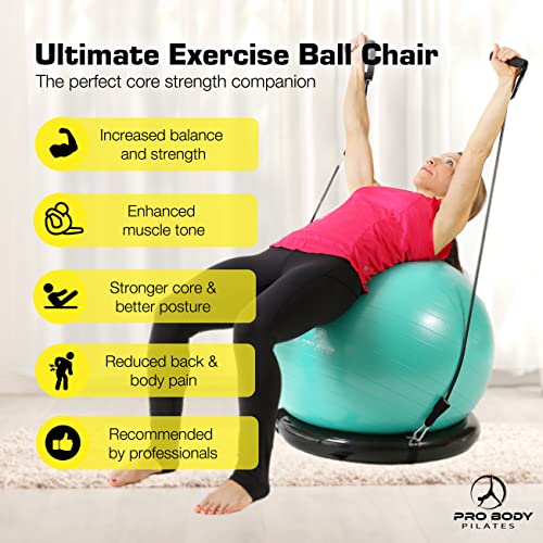 ProBody Pilates Ball Yoga Ball Chair, Exercise Ball Chair with Base or