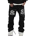 UICIOP Gothic Jeans Men's Hip Hop Jeans Fashion Print Casual Pants Harajuku Pants