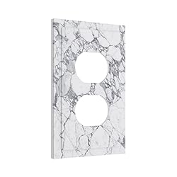 White Gray Marble 1 Gang Outlet Plate Covers