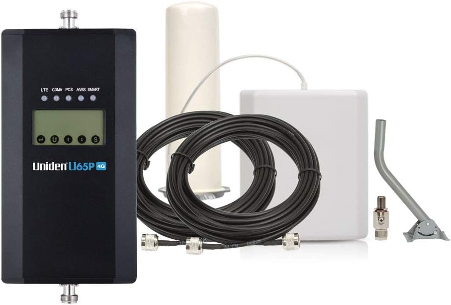 Uniden U65P 4G Home/Office Professional Cellular Signal Booster Kit with Post Omni Directional Antenna, Up to 5,000 Sq. Ft. Plus Free Surge Arrestor and Mounting Pole