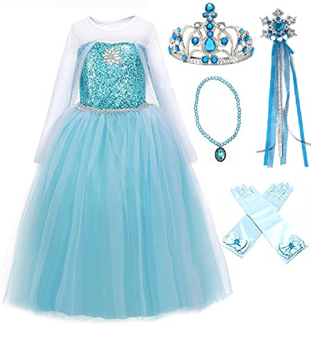 Ice queen elsa blue snowflake jewel costume dress gift …