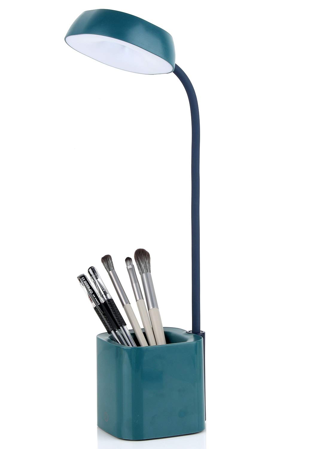 Small LED Desk Lamps with Pencil Holder, Small Desk Light for Kids Eyes Protection 3 Light Modes Students Cute Table Desk Lamp for Study Dorm Boys Girls, Adjustable Brightness Rechargeable Lamp