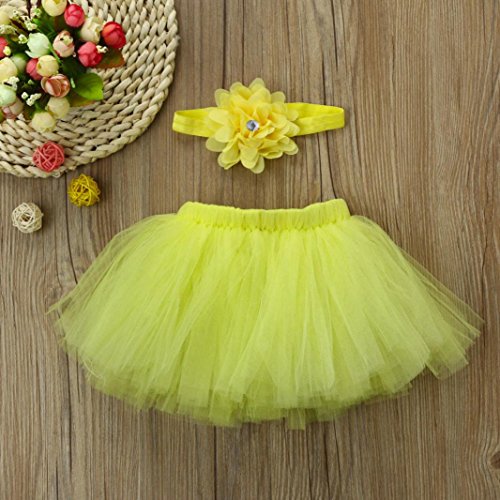 Sunward 2018 Newborn Baby Infant Photography Props for Baby Girls - Headdress Flower+Bowknot Tutu Clothes (Yellow)