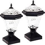 2 Pack GreenLighting 8 Lumen Adonia Solar Post Cap Light for 4 x 4 Wood Posts (Black)