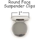 10 Round Face Metal 1" Suspender/Pacifier Clips - w/ Rectangle Inserts
