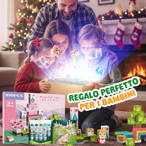 Crifeton Costruzioni Magnetiche per Bambini 100 PCS 2CM 3+ Giochi Cubi Magnetici, Blocchi Magnetic Building Blocks Giocattoli Montessori a Partire da 3 4 5 6 7 8 9 10 11 12 Anni Regali di Compleanno