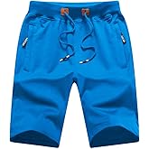 QPNGRP Mens Shorts Casual Drawstring Zipper Pockets Elastic Waist