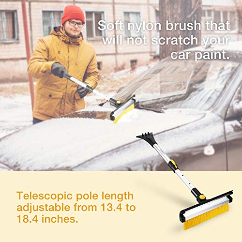 ISILER Extendable 4 In 1 Snow Removal Kit With Snow Shovel, Ice Scraper