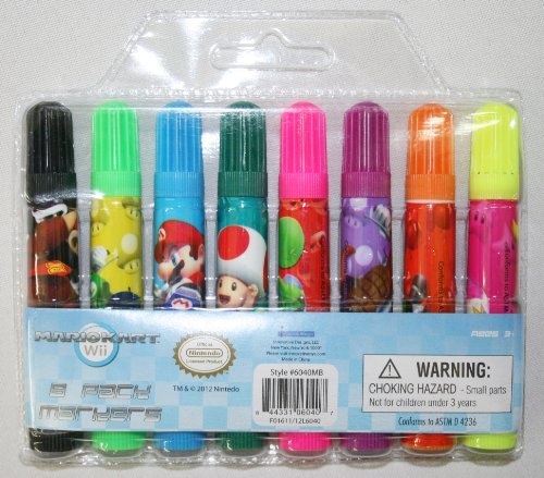Nintendo Super Mario Bros. Mariokart 8 Pack Markers Party Favors/Officially Licensed