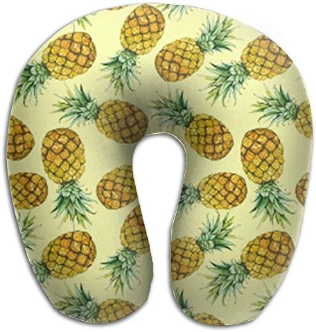 Watercolor Pineapples Yellow Cozy Neck Pillow Colorful Funny Travel Pillow Neck Support Plane Pillow Neck Pillow For Sleeping,Travel, Home, Neck Pain, And Many More