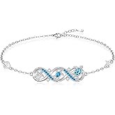 Cheyring Infinity Sea Turtle Bracelet for Women Infinity Blue Opal Sea Turtle Bracelets Sterling Silver Adjustable Hawaiian Ocean Beach Jewelry Christmas Gifts