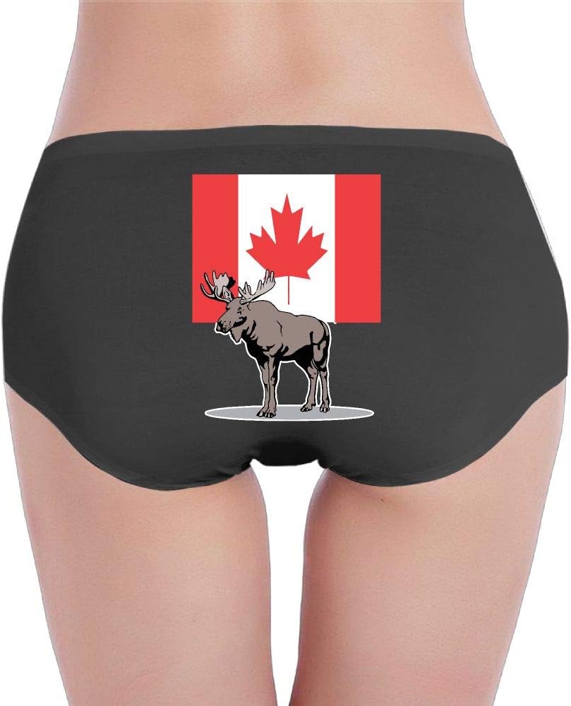 LSCOKO Moose and Canadian Flag Women's Low-Rise Basic Panties Cotton Bikini for Women