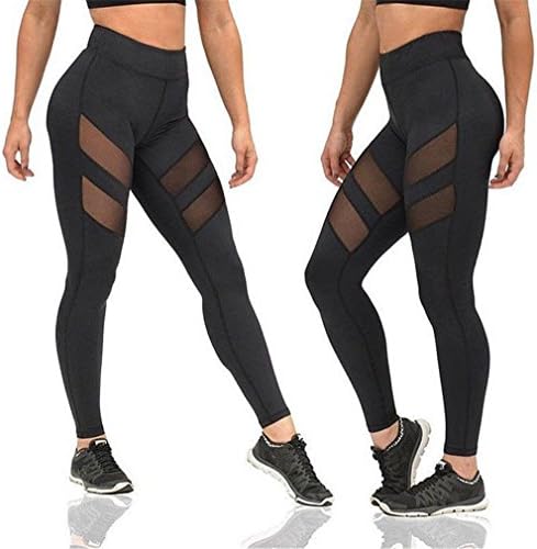 Iumer Women's Yoga Fitness Leggings Mesh Yoga Pants Slimming Fitness Leggings Hidden Pocket