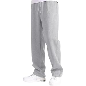 Men's Baggy Sweatpants Open Bottom Fleece Loose Fit Athletic Workout Hiking Jogger Sweatpants for Men with Pockets