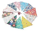 SUNBEAUTY 3m Multicolor Triangle Paper Flags Vintage Bunting Floral Banner Garland for Wedding Festivals Nursery Outdoor Hanging Decoration (Floral Flags)