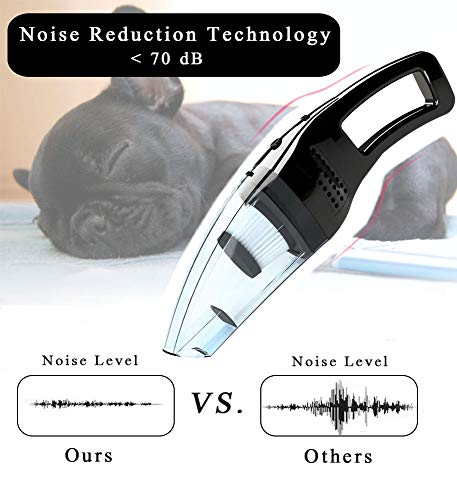 Attom Tech Cordless Handheld Vacuum Cleaner Rechargable 120W Strong Suction Car Cleaner Wet and Dry Portable for Car Auto Home Kitchen with Easy Washable Filter, Cleaning Brushes(Black)