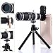 Camera Lens Kit,WMTGUBU 4 in 1 HD Universal Clip-On Phone 18X Optical Zoom Telephoto Lens+15X Macro Lens+0.6X Wide Angle Lens Tripod (Black)