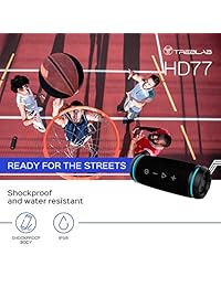 TREBLAB HD77   Altavoz Bluetooth portátil innovador   Verdadera tecnología estéreo inalámbrica y luces LED ambientales, potencia de 360°, sonido alto 25 W   12H Play, mejor para deportes al aire libre, resistencia al agua IPX6