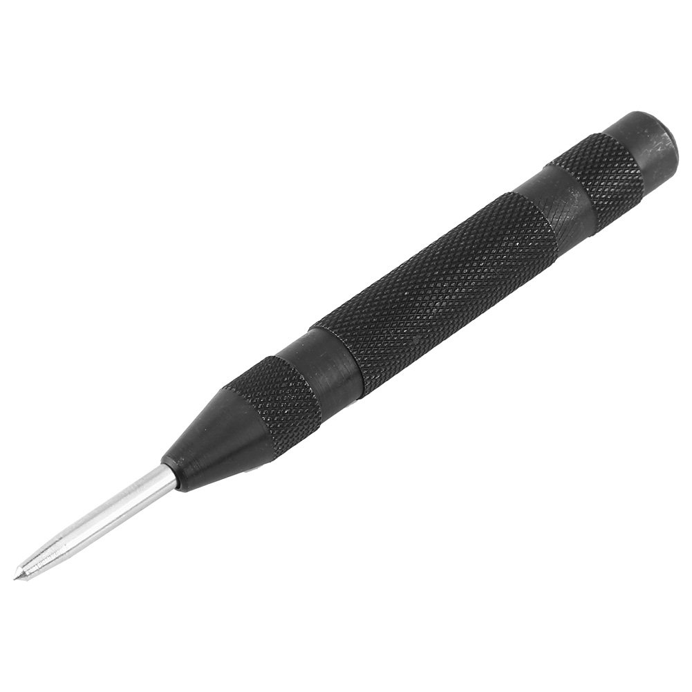 Professional Center Punch Tool - Precision Spring Loaded Brass Body with Heavy-Duty HSS Tip (Black)