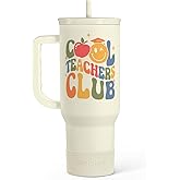 Cool Teacher Club Tumbler 40oz, Stainless Steel Insulated Coffee Travel Cup with Handle, Teacher Appreciation Gifts for Women, Teachers Gift for Valentines Birthday Farewell Christmas Teacher's Day