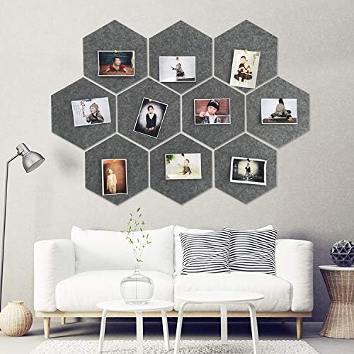 Felt Hexagon Board Tiles Set w/Full Sticky Back, Colorful Pin Board, Create Your Own Wall Bulletin Board Anywhere in Your Home to Create a Handy Place to Keep Notes Photos Goals Pictures Drawing Key