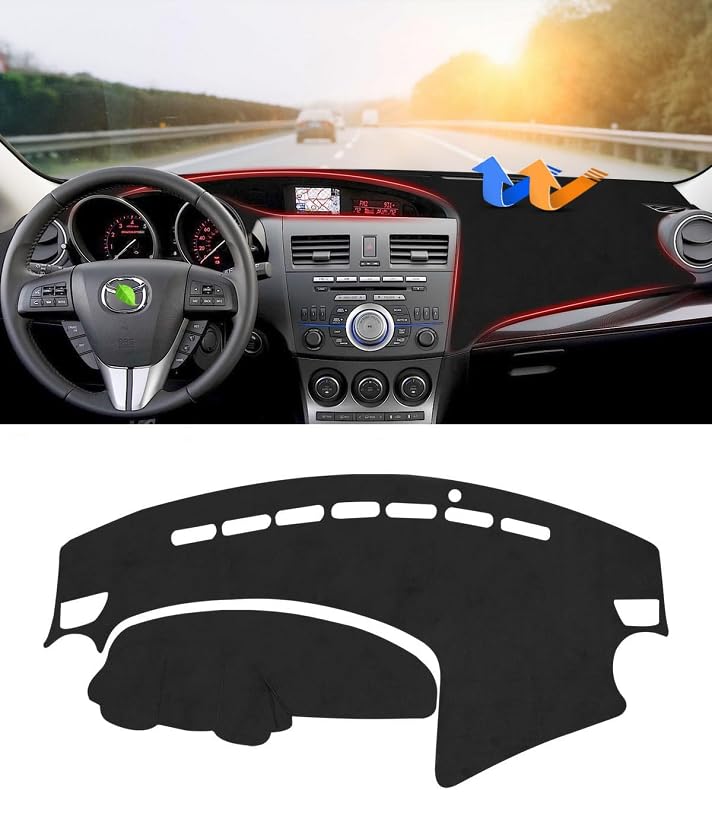 Photo 1 of CARTIST Dash Cover Fits for Mazda 3 Sedan/Hatchback/MazdaSpeed3 2010 2012 2013 Accessories Dashboard Cover Mat Anti-Slip Pad Carpet Anti-Glare(Suede Material Black)