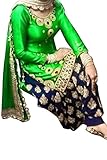RUHANI Women's Anarkali Patiayala Salwar Kameez Designer Indian Dress Bollywood Ethnic Party One Size Green