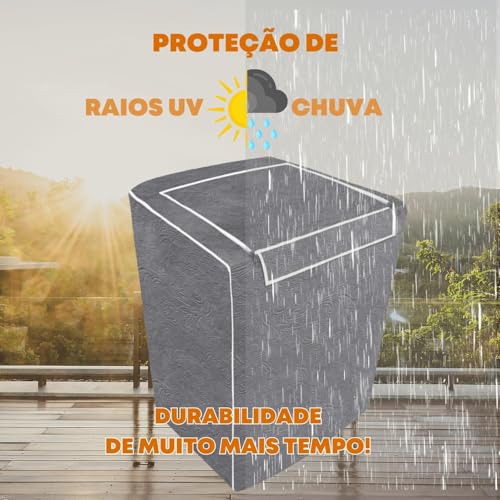 Capa Para Maquina De Lavar Brastemp Eletrolux Consul 12Kg 13Kg 14Kg 15Kg 16Kg 17Kg Impermeável Forrada Com Zíper Proteção UV Material Super Resistente E Perolizado de Alta Qualidade (PRETO, G)